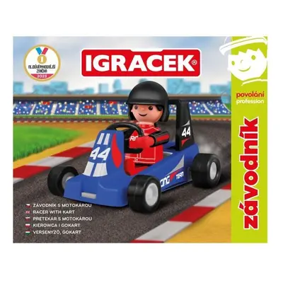 Igráček Závodník - figurka s modrou motokárou