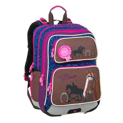 Bagmaster Školní batoh pro prvňáčky GALAXY 9 B BLUE/BROWN/PINK