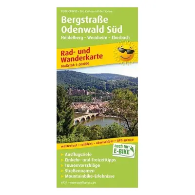 Bergstrasse Odenwald Süd, Heidelberg-Weinheim-Eberbach 1:50 000 / cyklistická a turistická mapa