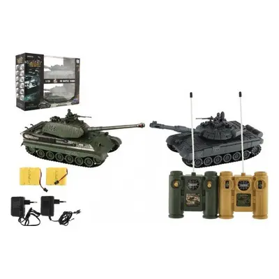 Tank RC 2ks 36cm+dobíjecí pack tanková bitva se zvukem se světlem v krabici 42x32x14cm