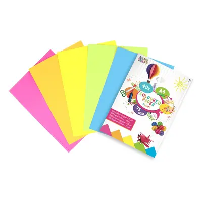 Grafix Barevné papíry A4- neonové, 40 listů, 75g/m2 - Craft Creative