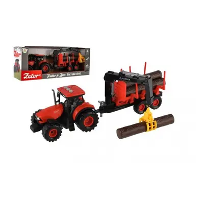 Traktor Zetor s vlekem s naklád. ramenem plast 36cm na setrvačník na bat. se svět. se zvuk. v kr