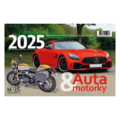 Kalendář 2025 Auta a motorky, stolní, týdenní, 225 x 150 mm