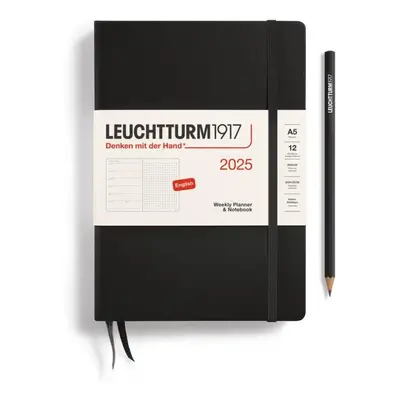 Leuchtturm1917 Weekly Planner & Notebook Medium (A5) 2025 Black - tečkovaný