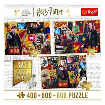 Trefl Puzzle Harry Potter: Ron, Hermiona a Harry 400 + 500 + 600 dílků - Trefl