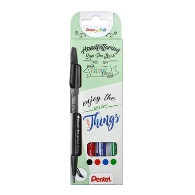 Popisovač Pentel Arts Touch Brush Sign Pen - 4 základní barvy, sada