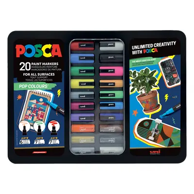 Posca sada popisovačů PC-1M/PC-3M/PC-5M, POP, PC-1M: 6 ks, PC-3M: 7 ks, PC-5M: 7 ks, mix barev (