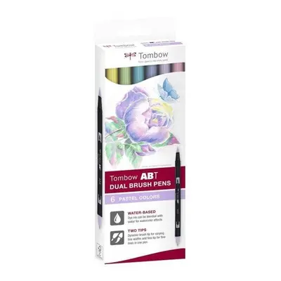 Tombow ABT Dual Pen Brush Sada oboustranných štětcových fixů - Pastels 6 ks