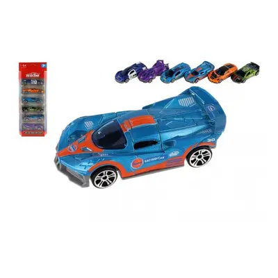 Auto sportovní 6ks kov/plast 8cm na volný chod v krabičce 10,5x27,5x4cm