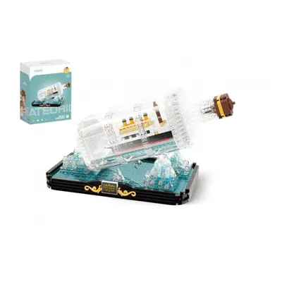 Stavebnice mini KOCO Titanic v láhvi plast 918ks v krabičce 14x18x8cm