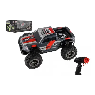 Auto RC pick up terénní plast 25cm 2,4GHZ na baterie šedo-červený v krabici 32x14x18cm