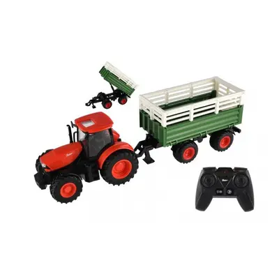 Traktor Zetor RC s vlekem plast 42cm 2,4GHz dobíjecí pack + baterie se zvukem v krabici