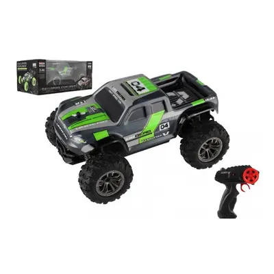 Auto RC pick up terénní plast 25cm 2,4GHZ na baterie šedo-zelený v krabici 32x14x18cm