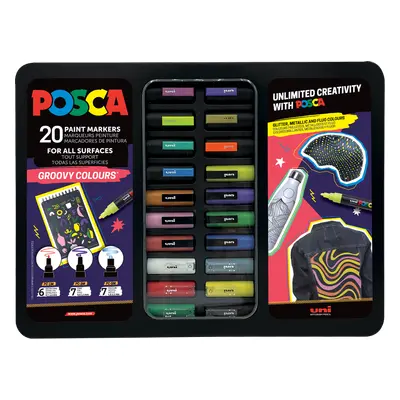 Posca sada popisovačů PC-1M/PC-3M/PC-5M, GROOVY, PC-1M: 6 ks, PC-3M: 7 ks, PC-5M: 7 ks, mix bare