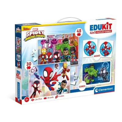 Edukit Spidey a jeho úžasní přátelé 4v1 (pexeso, 48 + 30 puzzle, 6 kostek)