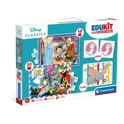 Edukit Disney Classics 4v1 (pexeso, 48 + 30 puzzle, 6 kostek)