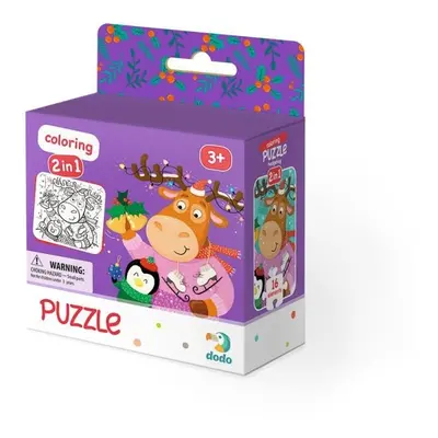 Dodo Puzzle s omalovánkou - Roztomilý jelen a tučňák 16 dílků