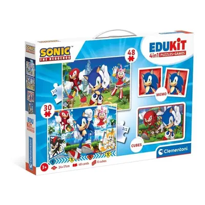 Edukit Sonic 4v1 (pexeso, 48 + 30 puzzle, 6 kostek)