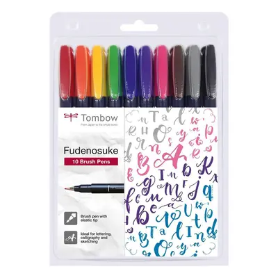 Tombow Sada štětcových fixů Fudenosuke COLOUR tvrdost 1 - hard 10 ks