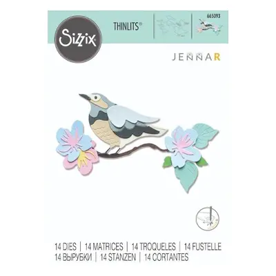 SIZZIX Vyřezávací kovové šablony Thinlits - Jarní ptáče 14 ks