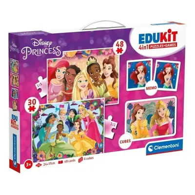 Edukit Princess 4v1 (pexeso, 48 + 30 puzzle, 6 kostek)