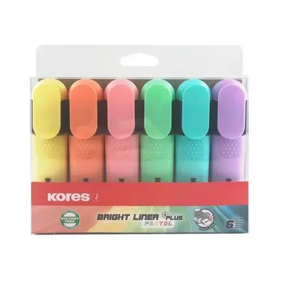 Kores Bright liner plus - pastel 6 barev