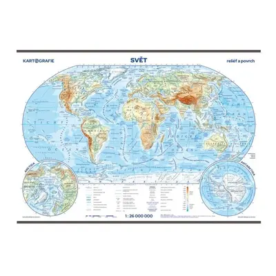 Svět - školní nástěnná fyzická mapa 1:26 mil./136x96 cm, 3. vydání