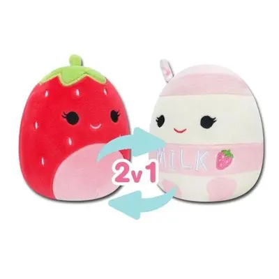 Squishmallows 2v1 - jahoda Scarlet a jahodové mléko Amelie 13 cm