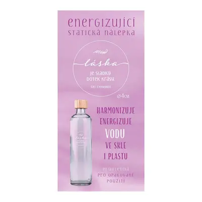 Energizující statická nálepka průhledná "Láska je…" průměr 4 cm - Sri Chinmoy