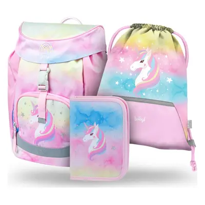 BAAGL Set 3 ks Airy - Rainbow Unicorn (aktovka, penál, sáček)