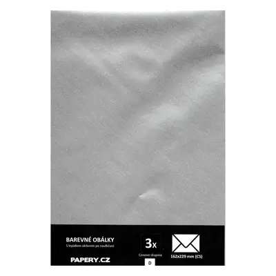 barevná obálka 162X229 mm STŘÍBRNÁ METALICKÁ, 3 kusy, 100 gm2, olizová HBLR105