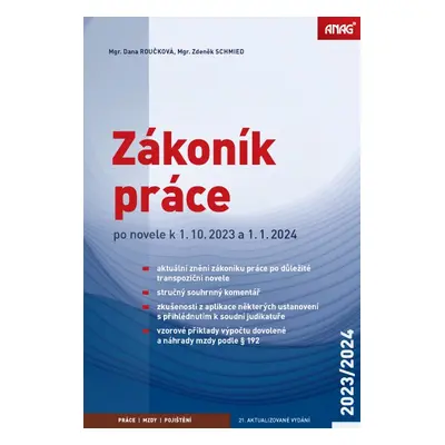 Zákoník práce po novele k 1.10.2023 a 1.1.2024 – sešit - Zdeněk Schmied