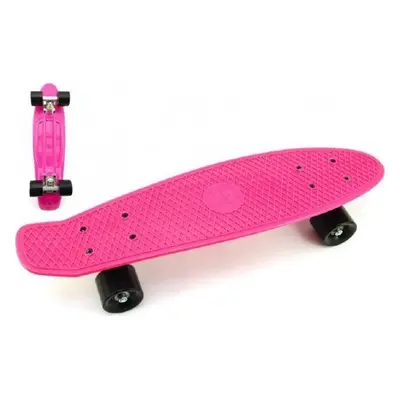 Skateboard - pennyboard 60cm nosnost 90kg, kovové osy, růžová barva, černá kola