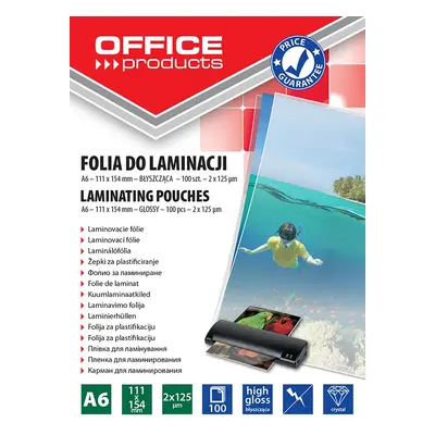 Office Products laminovací kapsy, A6, 111 x 154 mm, 2 x 125 µm, lesklé