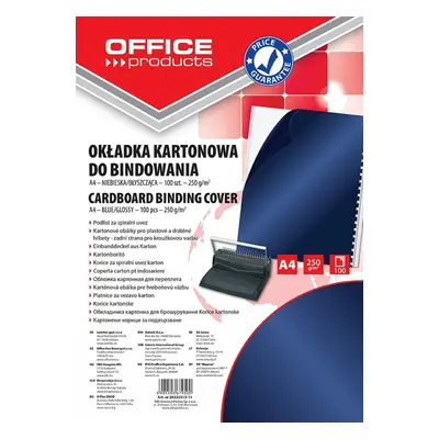 Office Products desky zadní pro kroužk. vazbu, A4, karton, 250 g, lesklé, tmavě modré