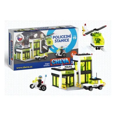 Stavebnice Cheva 19 Policejní stanice plast 335ks v krabici 45x30x5cm