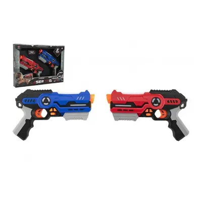 Pistole 2ks laser game plast 25cm na baterie se zvukem a se světlem v krabici 46x33x6cm