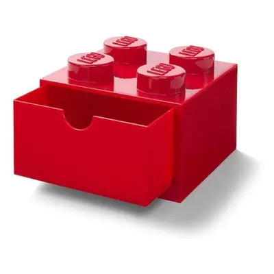 Úložný box LEGO stolní 4 se zásuvkou - červený