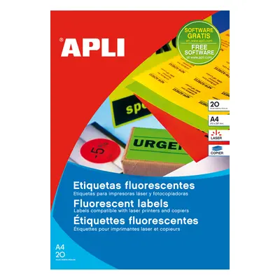 APLI univerzální etikety fluo, Ø 60 mm, oranžové