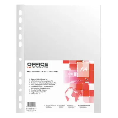 Office Products prospektové obaly, A4, PP, 40 μm, hladké, transparentní, 100 ks