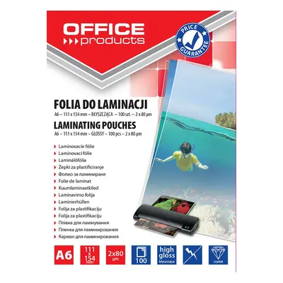 Office Products laminovací kapsy, A6, 111 x 154 mm, 2 x 80 µm, lesklé