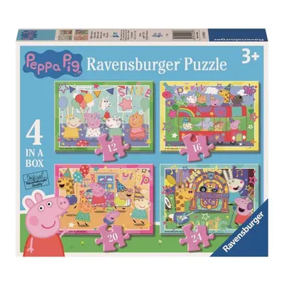 Puzzle Prasátko Peppa na oslavě 4 v 1