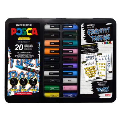 Posca sada popisovačů PC-1M/PC-3M/PC-5M, GRAFFITI, PC-1M: 6 ks, PC-3M: 7 ks, PC-5M: 7 ks, mix ba