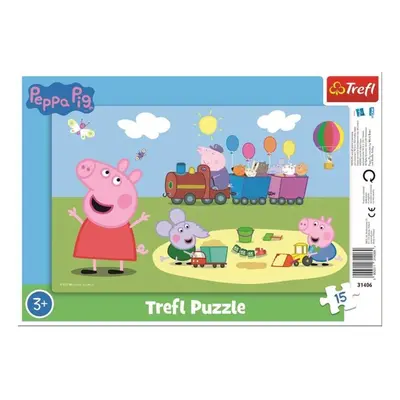 Puzzle Prasátko Peppa - Veselý vláček 15 dílků