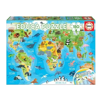 Puzzle Mapa se zvířaty světa 150 dílků