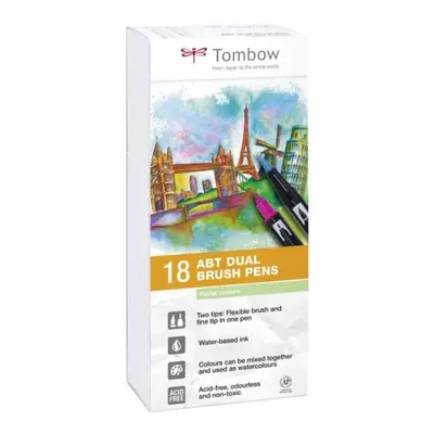 Tombow Oboustranný štětcový fix ABT - Pastels 18 ks