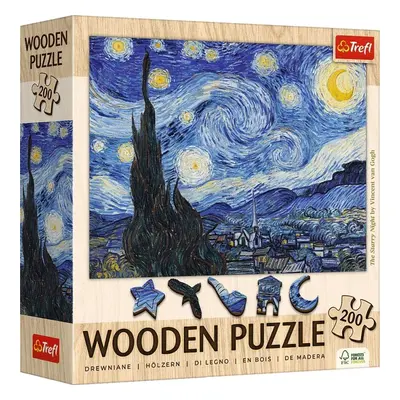 Dřevěné puzzle Art: Vincent van Gogh - Hvězdná noc 200 dílků