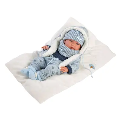 Llorens 73881 NEW BORN CHLAPEČEK - realistická panenka miminko s celovinylovým tělem - 40 cm