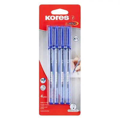 Kores Kuličkové pero K1 Pen Super Slide 1 mm, transparentní, trojhranné, šíře M-1 mm, modrá