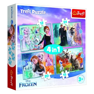 Puzzle Ledové království - Úžasný svět 4v1 (12,15,20,24 dílků) - Trefl